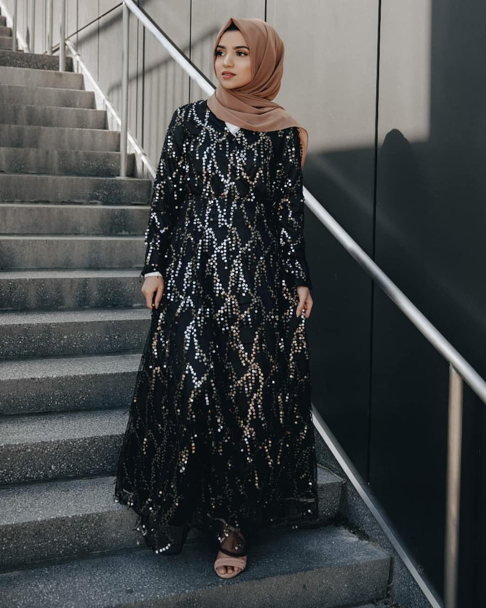 black sequin abaya