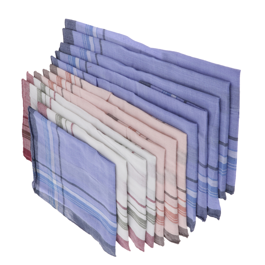 12pcs Assorted Fashion Handkerchief Men Woven Cotton 100/% Square Hankies Lot