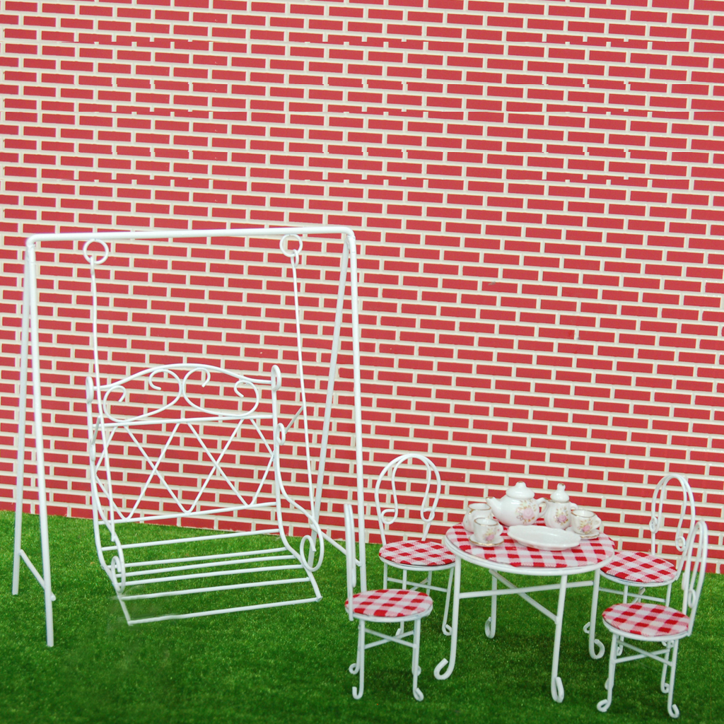 Dollhouse Miniature Garden Ouarter Scale 1:48 WHITE Metal Lawn Chair 17284