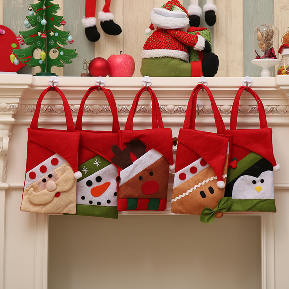 christmas gift candy bag santa snowman elk gingerbread man hand