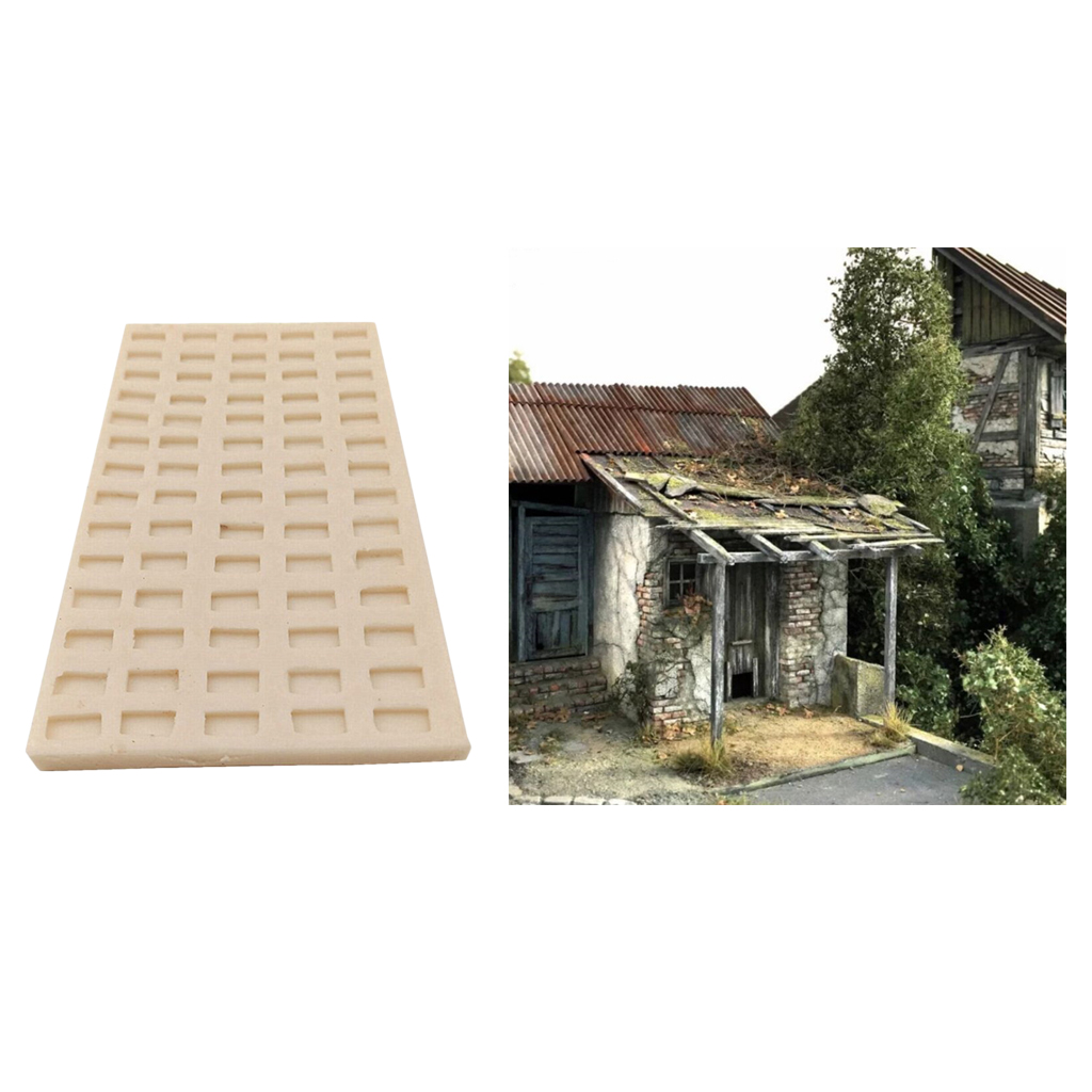 B Blesiya 1:35 Scale Gray Clay Brick 11x6mm for Sand Table Wall Build Accessory 150Pcs