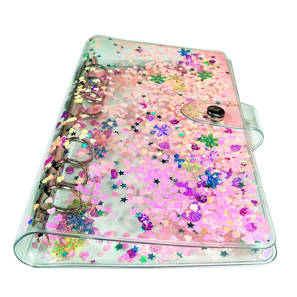 A5 A6 Glitter Sequins Loose Leaf Binder Notebook Cover Stationery School Office 