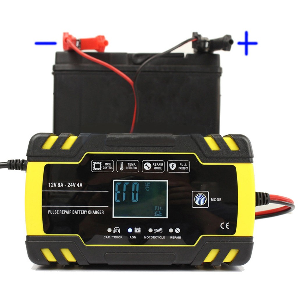 Volautomatische Auto Acculader 12V 8A 24V 4A Smart Snel Opladen Voor
