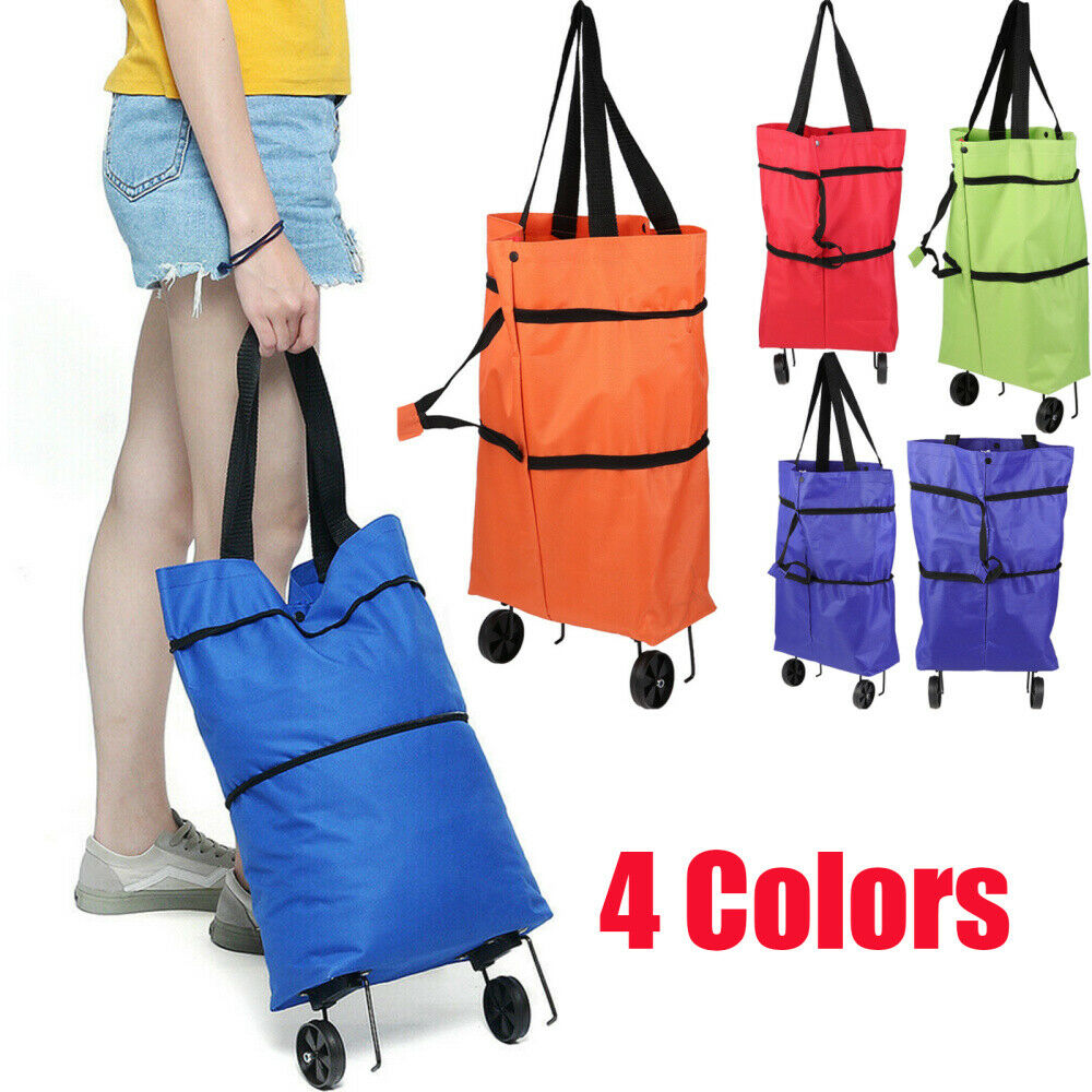 bolsa de gran capacidad #7306 Suny Smiling Bolsa de la compra plegable con ruedas carrito de la compra reutilizable bolsa plegable con ruedas para mujer