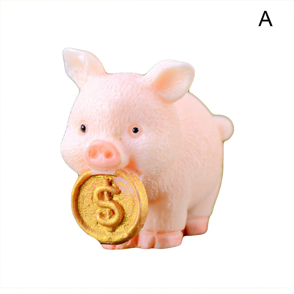 cute resin money lucky pig figurine statue diy miniature garden