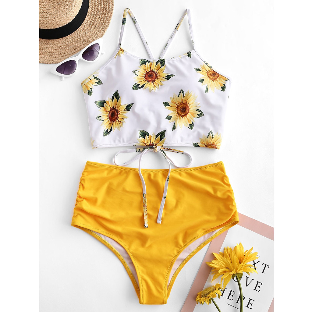 high waisted bikini sunflower