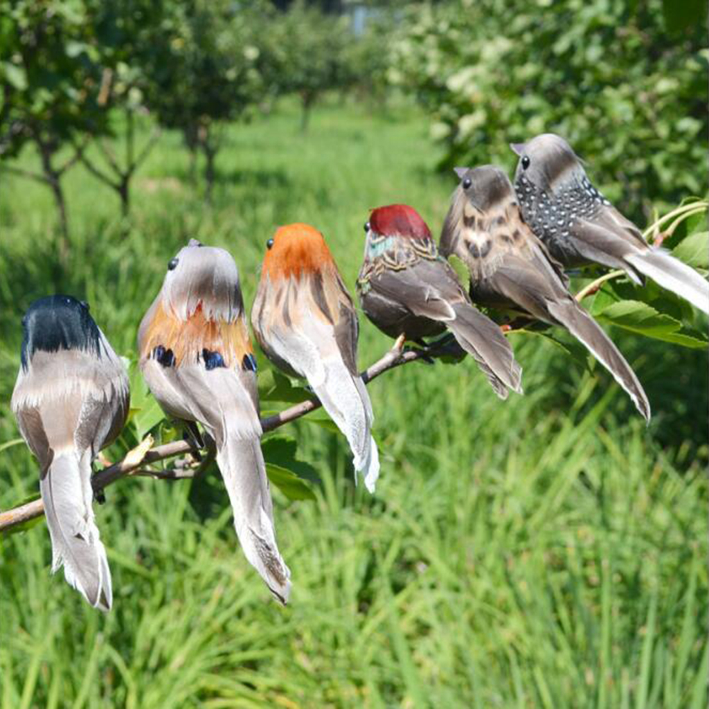 Artificial Feather Birds Model Vivid Birds Figurines Decor for Garden Tree 