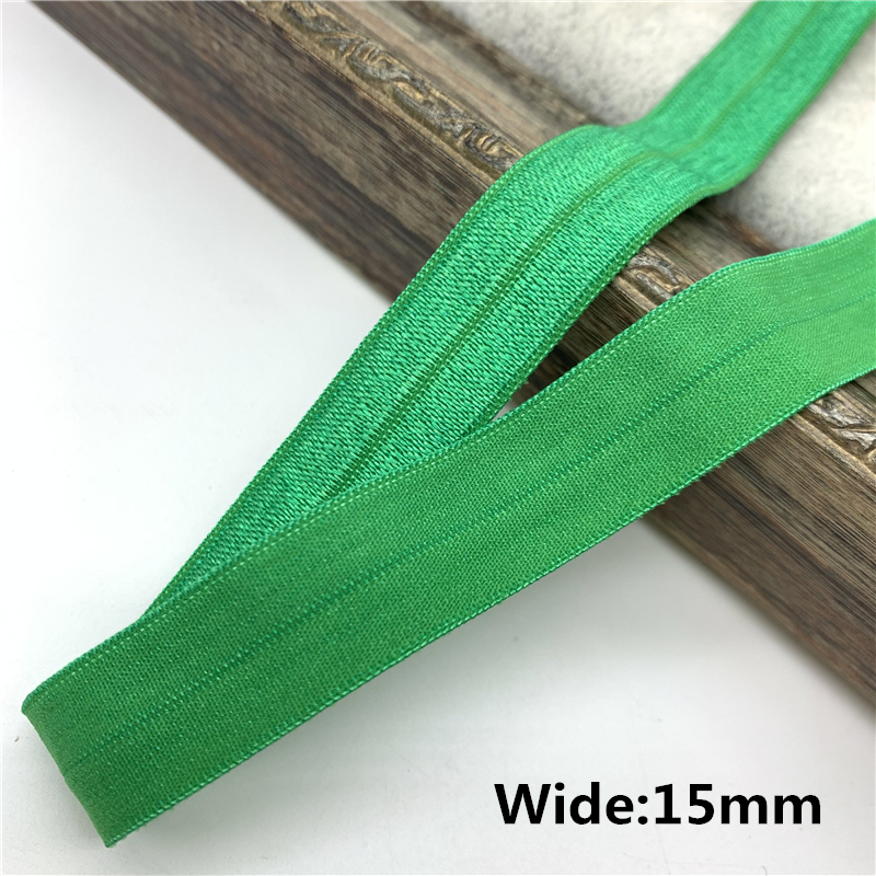 Description Picture 5 of item10/15/20/25mm 5yards Green Elastic Ribbon Fold Over Spandex Elastic Band For Sewing Lace Trim Waist Band Garment Accessory