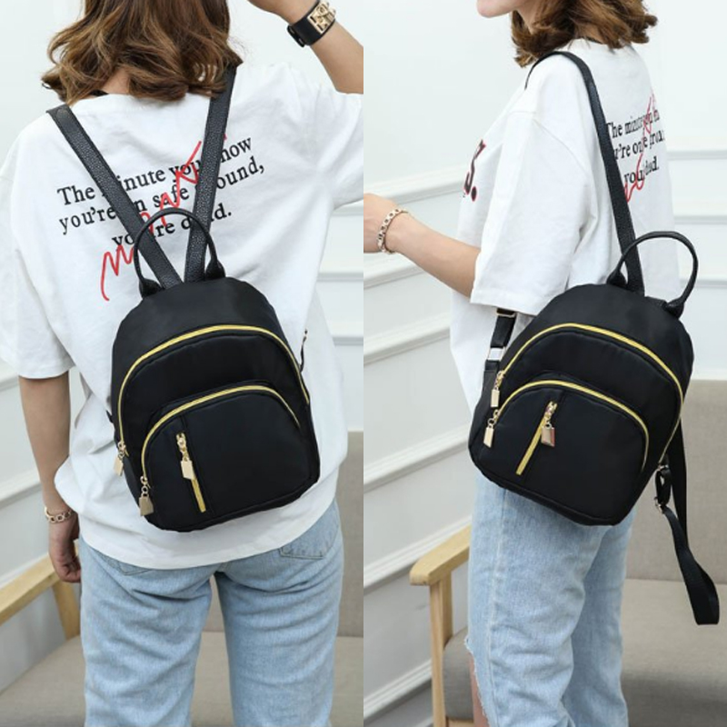 Fashion Women Girl Small Backpack Travel Black Nylon Handbag Shoulder Bag Gift