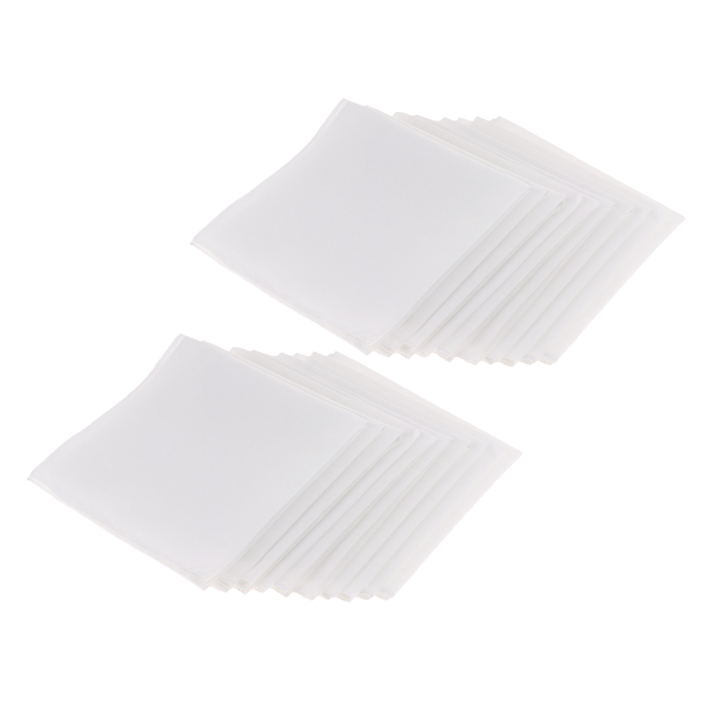 20pcs Pure Cotton White Handkerchiefs Women Men Hanky Hankies Kerchiefs