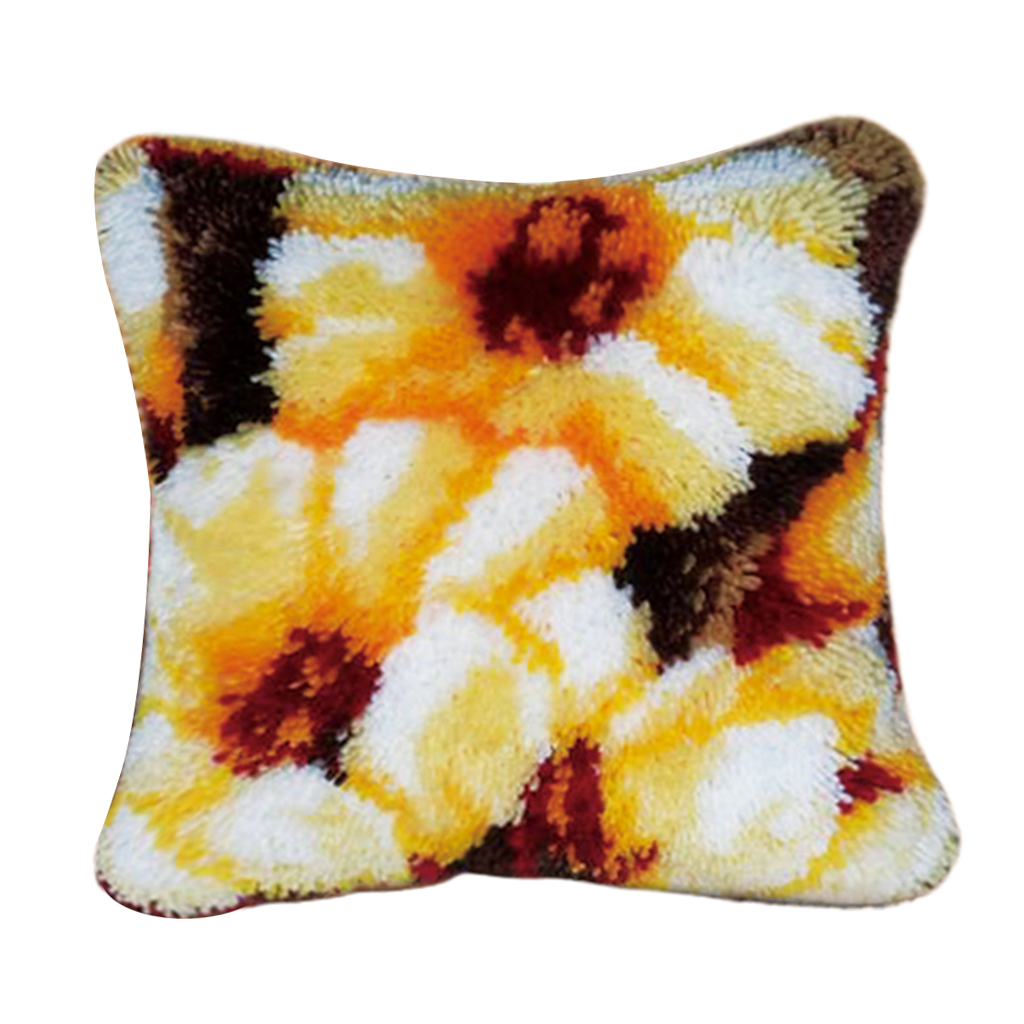 Description Picture 6 of itemDIY Crochet Yarn Kits, Needlework Latch Hook Kit Unfinished Crocheting Rug Yarn Cushion Embroidery Carpet Set