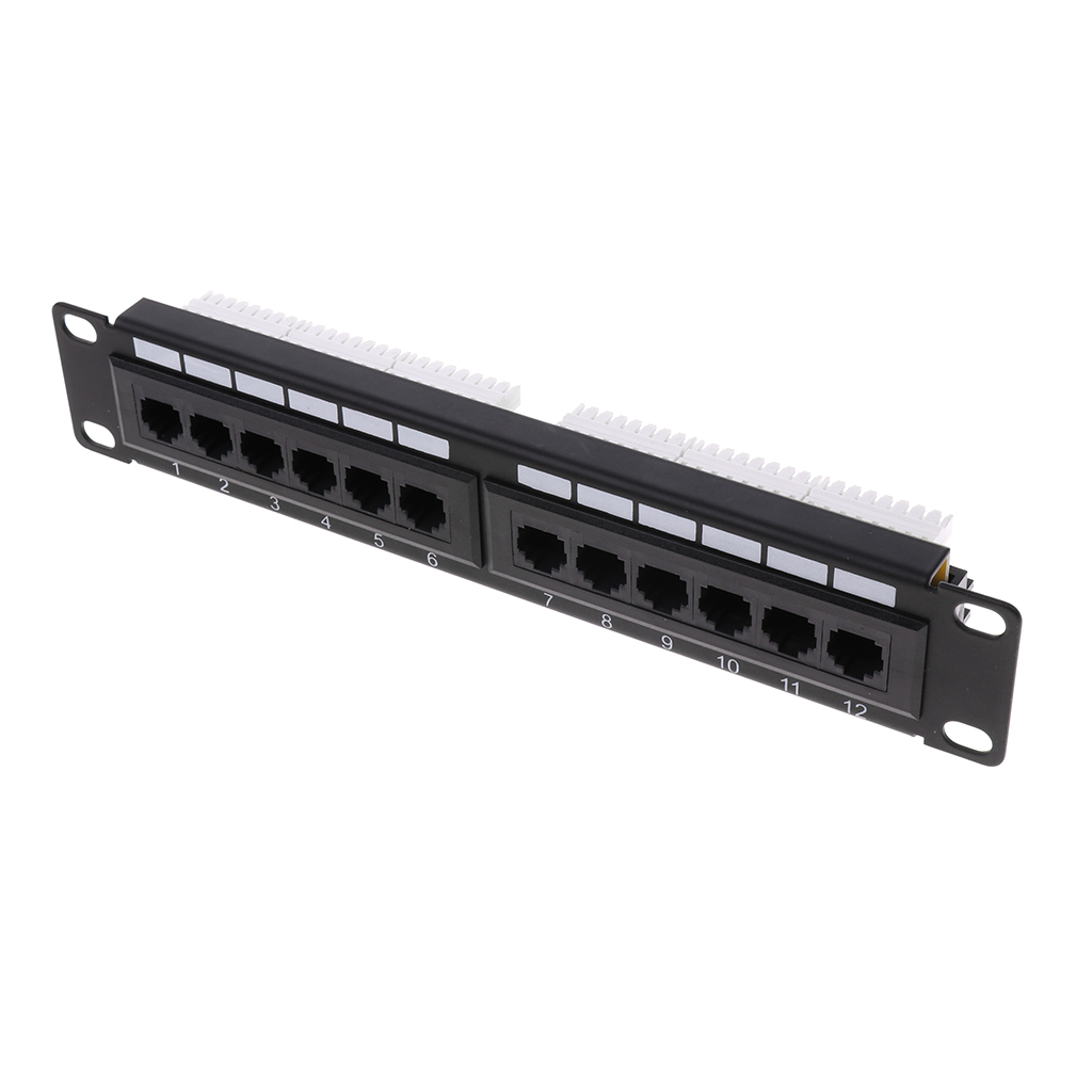 MagiDeal Cat5e//6 12 Port Network Patch Panel 10in UTP Ethernet Patch Panel