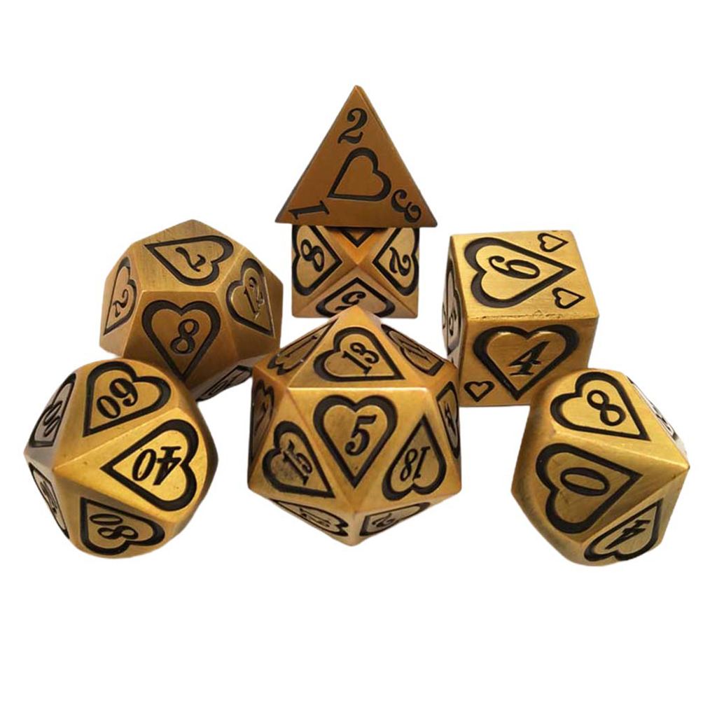 7Pcs Nickel Alloy Dice Polyhedral D4-D20 Die for Party MTG Gaming Prop Black 