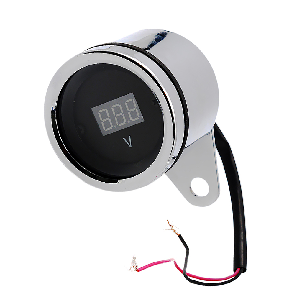 Vintage Voltmeter Voltage Gauge Meter for 12V Motorcycle ATVs Chrome