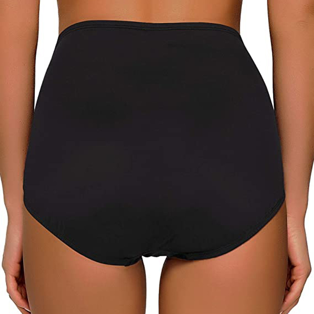 Womens Vintage High Waist Stretchy Pleated Tankini Bikini Bottom