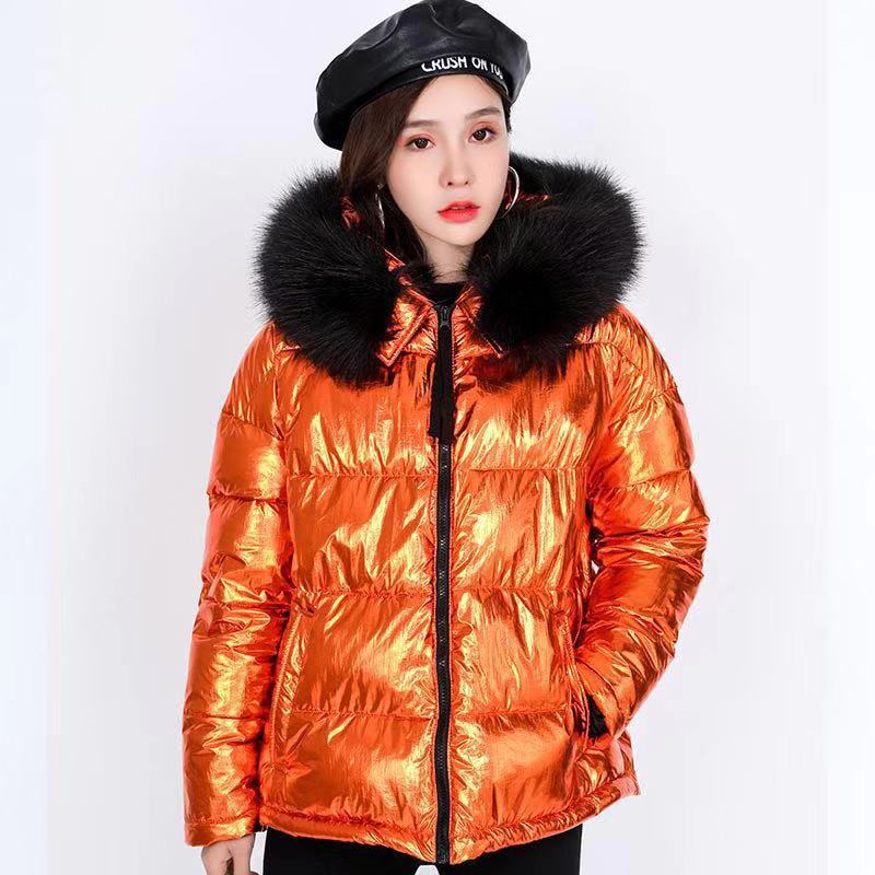 metallic coat with fur hood