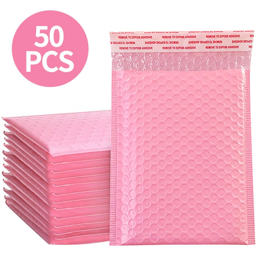 JUSLIN 60pcs 5x9 Pink  Luftpolsterversandtaschen Bubble Mailers Padded Envelopes Bag Shipping