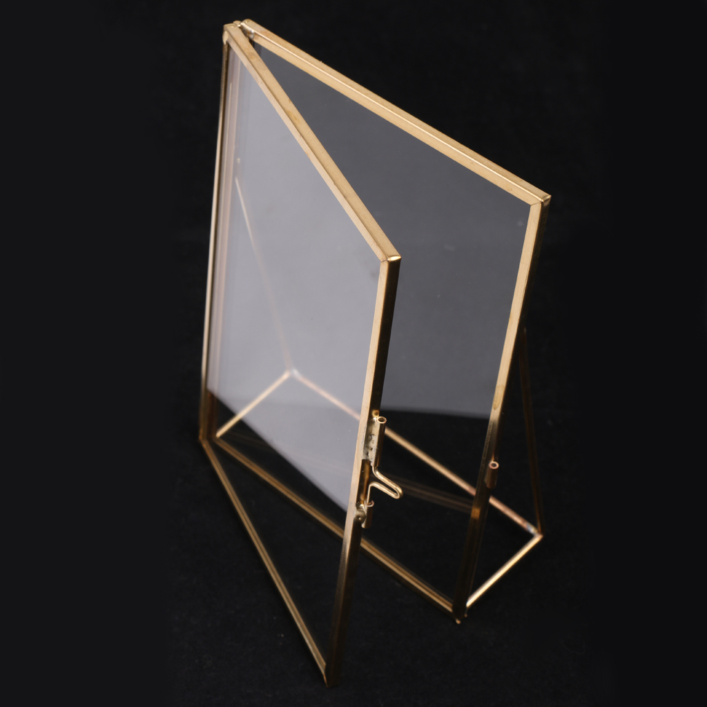 Retro Clear Glass Freestanding Picture Photo Frame Portrait Holder Table Decor 