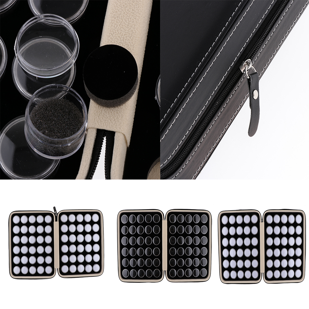 60 Pieces Diamonds Mini Display Box Gemstone Storage Case with Portable PU Leather Carrying Case