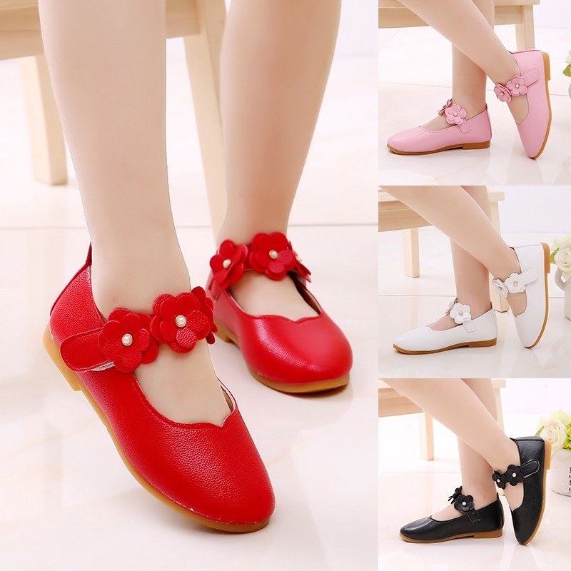 Children Kids Baby Girls Solid Flower Student Single Dance Princess Shoes US