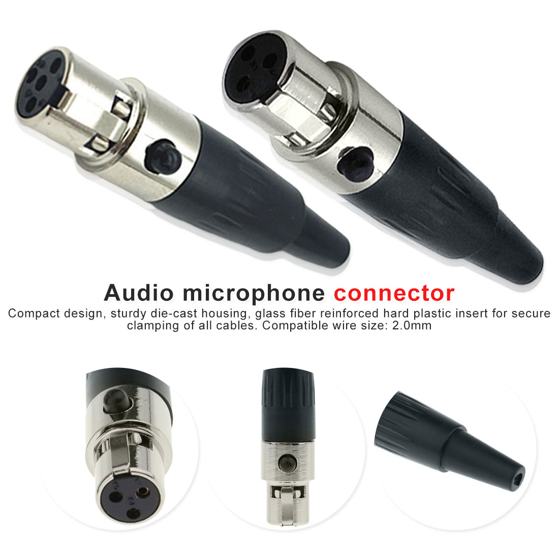 Micrófono-enchufe 4 pin para soldar a cables del micrófono