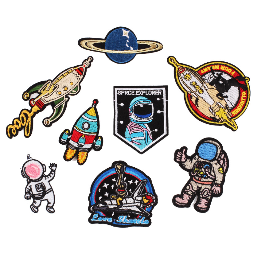 SPace Pilot /& Nasa Space logo 2 pack Iron On Patch Sew on Transfer Badge