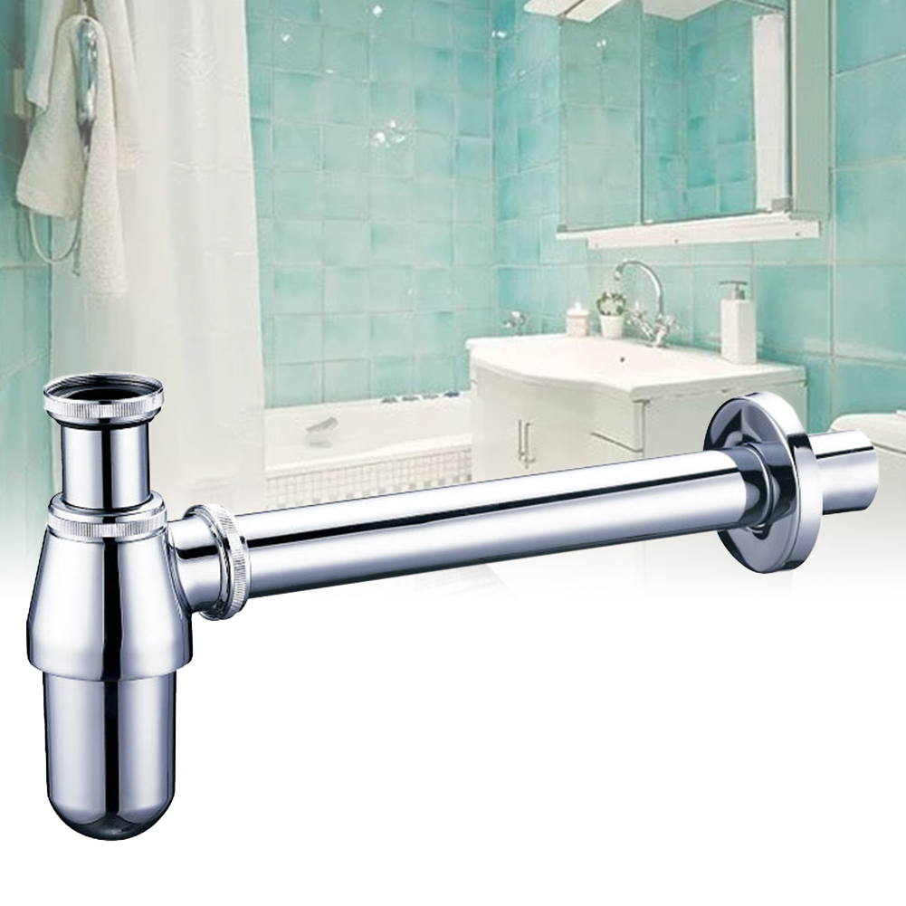 chrome easy install waste hose bathroom outlet sink pipe tube