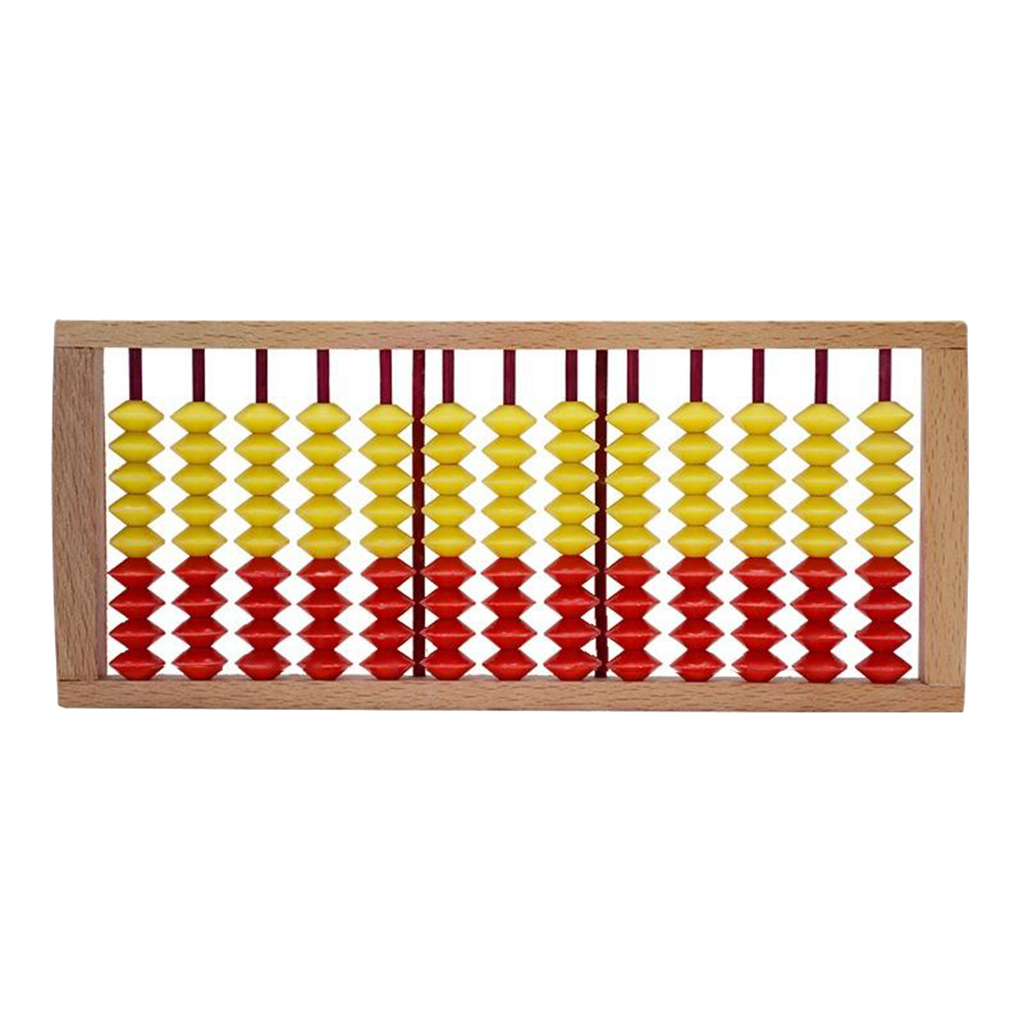 B Baosity Crafted Chinese Traditional Calculator Abacus 11 Spalten Digital 9 Perlen Math 20.7x8.9x1.5cm Holz gelb Rot weiß