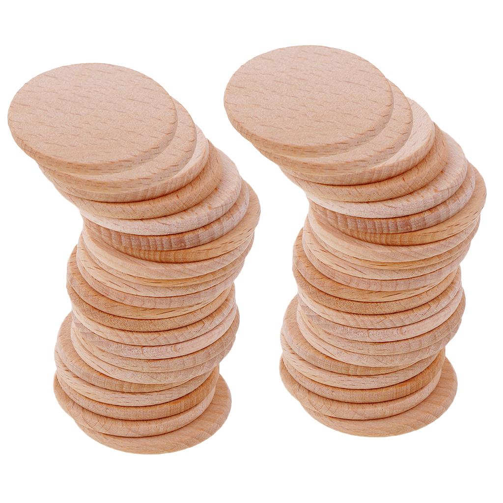 Description Picture 4 of item50pcs 36mm Unfinished Wooden Round Circle Discs Embellishment For Art Craft