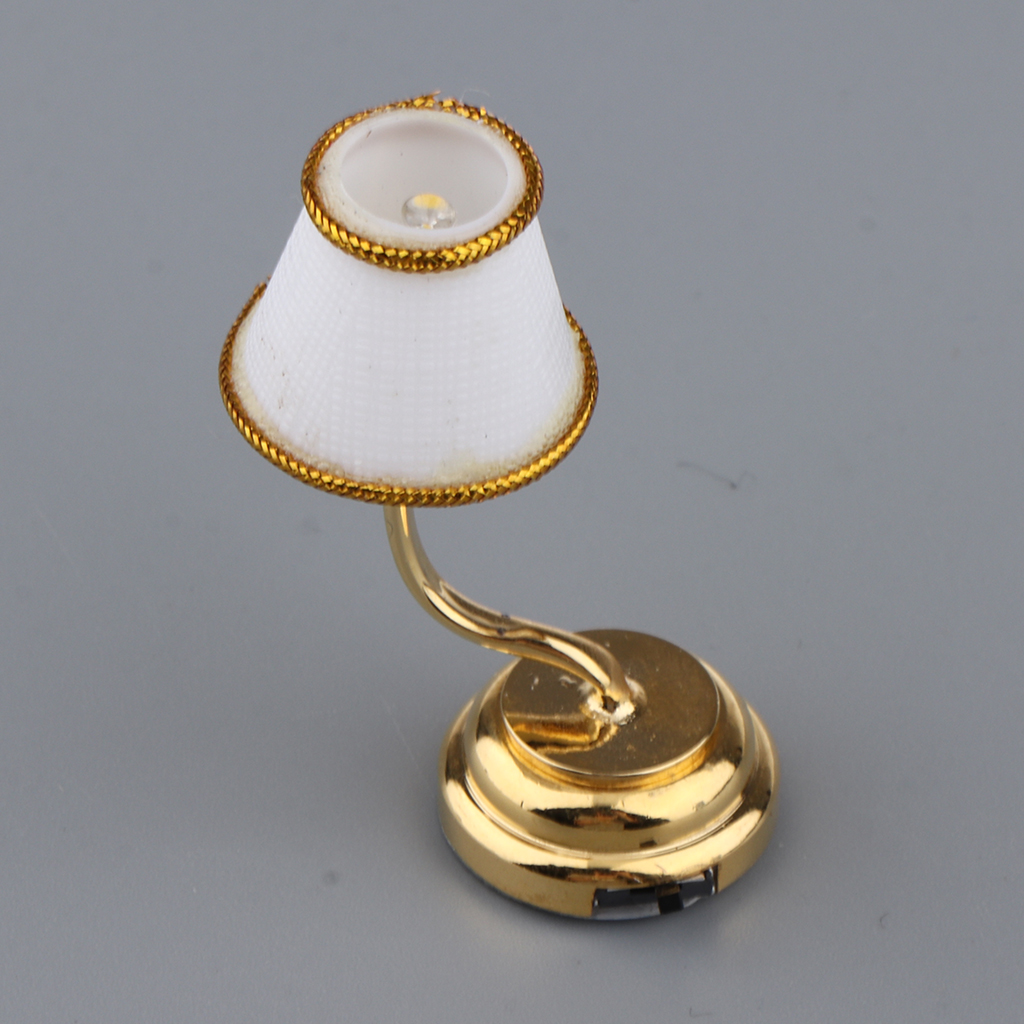 1:12 Mini Dollhouse Accessories Lighting Desk Table Light Lamp w// Button Battery