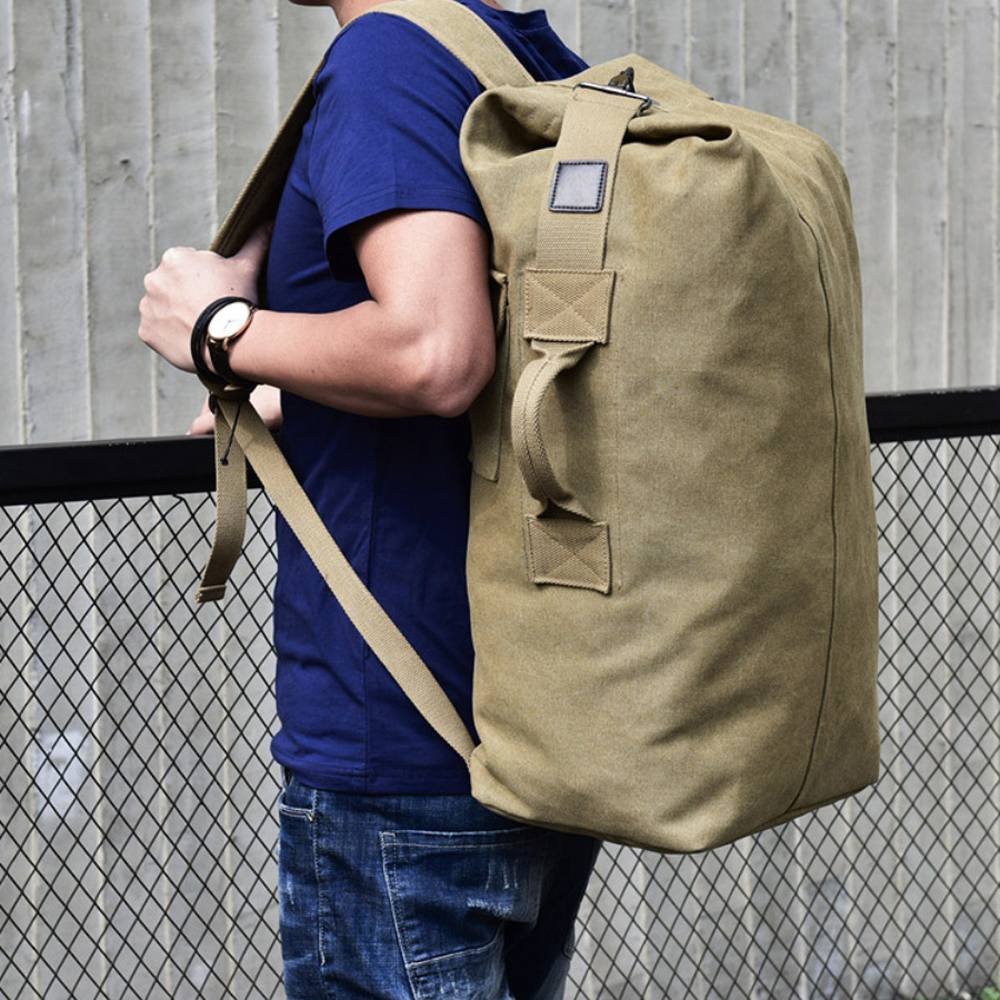 Men's Canvas Hiking Backpack Travel Duffle Bag Military Handbag Satchel Rucksack 