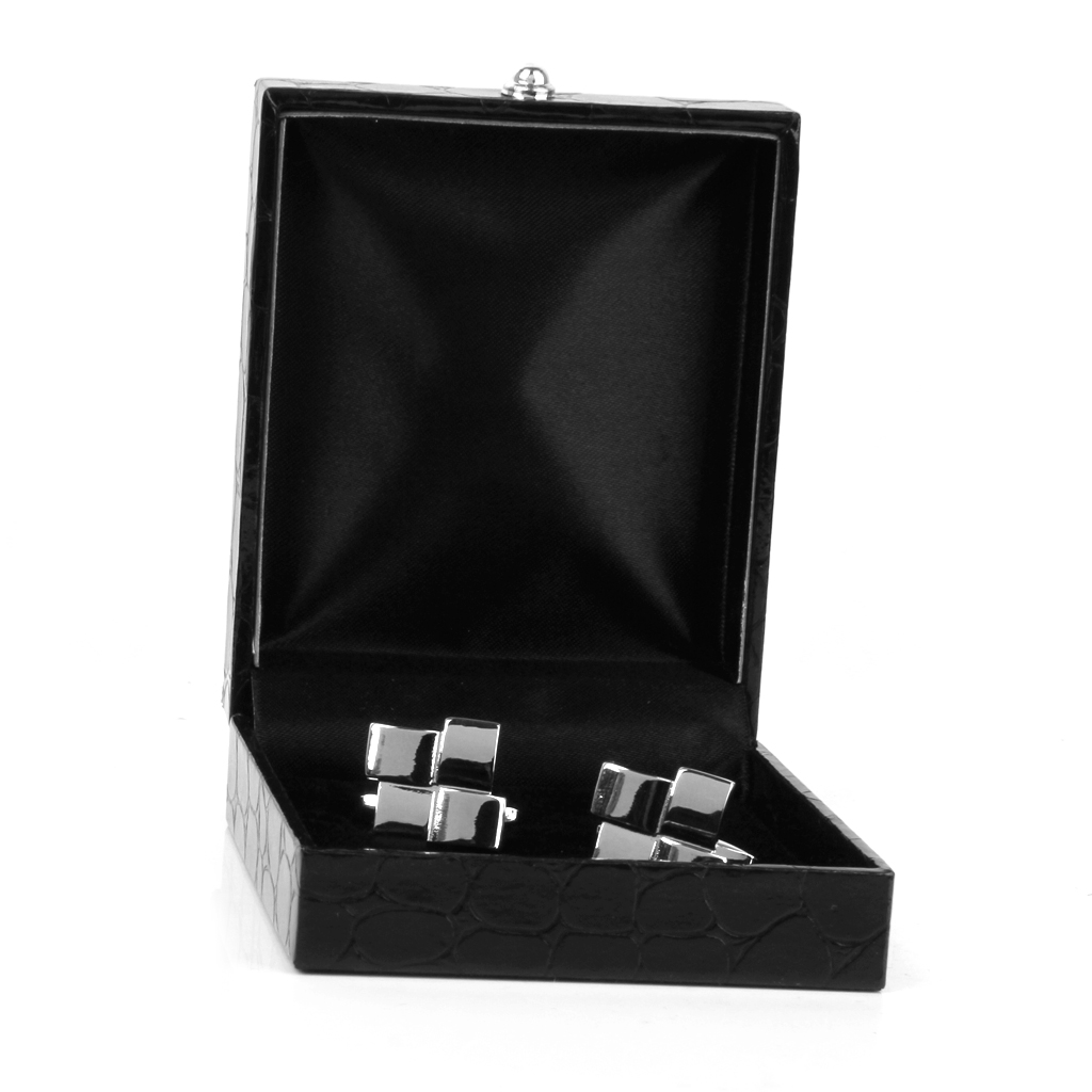 black leather cufflinks display case gift box jewelry organizer