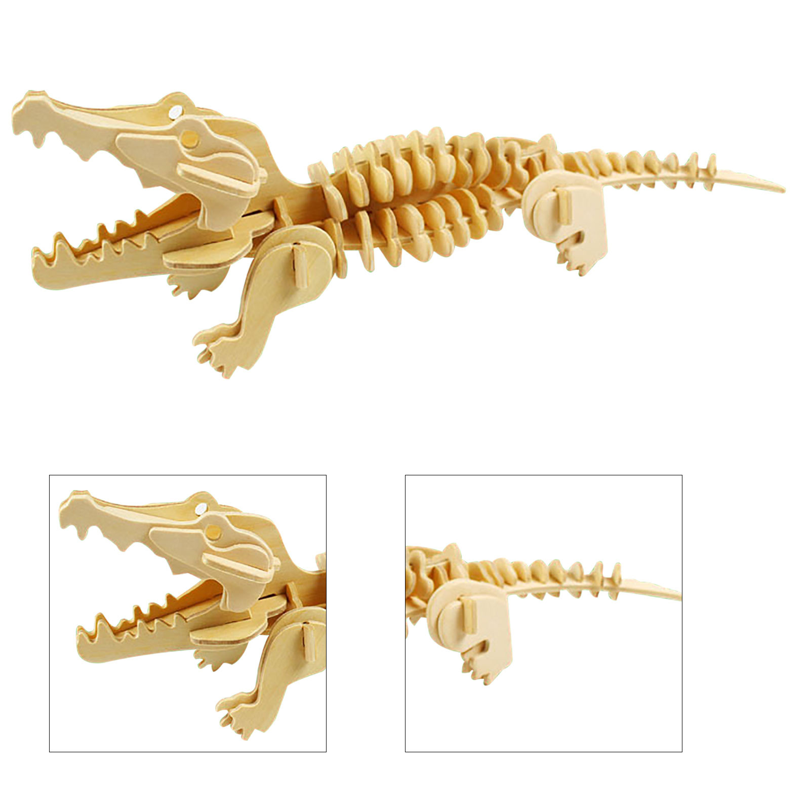 New Wood Assembly DIY Toy for 3D Wooden Model Puzzles of Animals Crocodile 