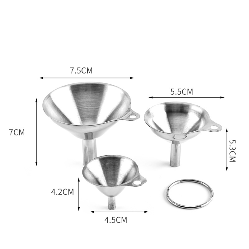 Details about   3Pcs/Set Stainless Steel Funnel Oil Water Spices Wine Flask Funnel Kitchen Tools 