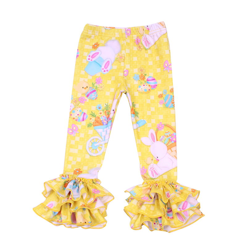 Kids Girls Leggings Easter Toddler Girls Ruffle Pants Easter Eggs Bunny