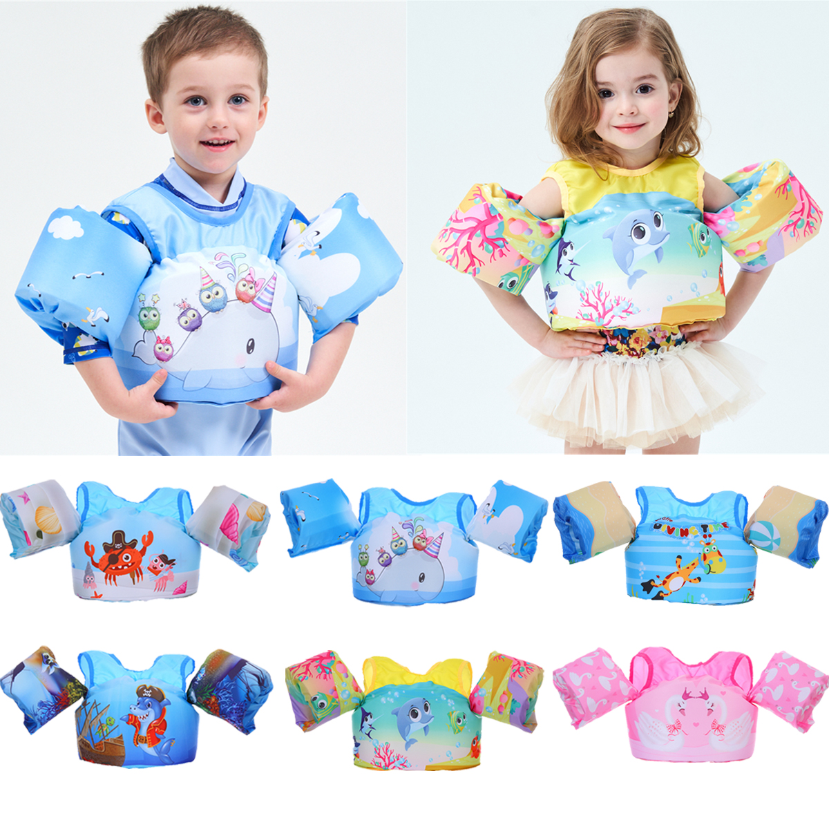 Details about   Kids Floating Swimming Vest Life Jacket Puddle Jumper Cartoon Styles buoyancy su 