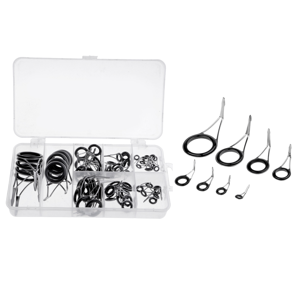 70Pcs Stainless Steel Sea Fishing Rod Guide Tip Eye Rings Tackle Accessories