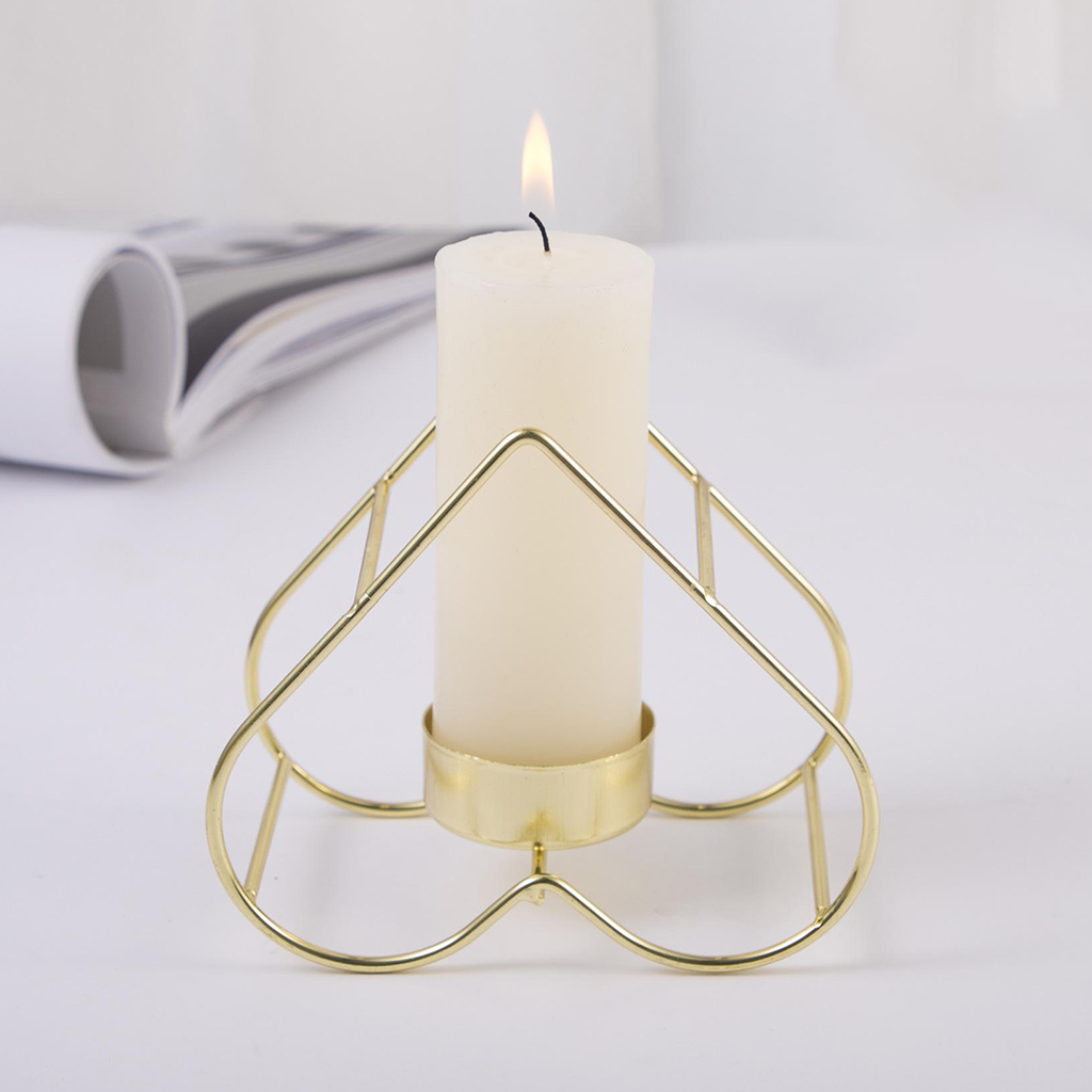 Metal Heart Shaped Tealight Candle Holder Table Lantern Candlestick Home Decor 