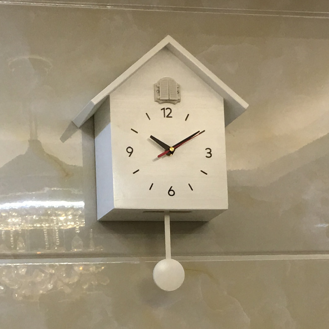 15inch Cuckoo Wall Clock White Cuckoo Clock Alarm Children Room Quartz