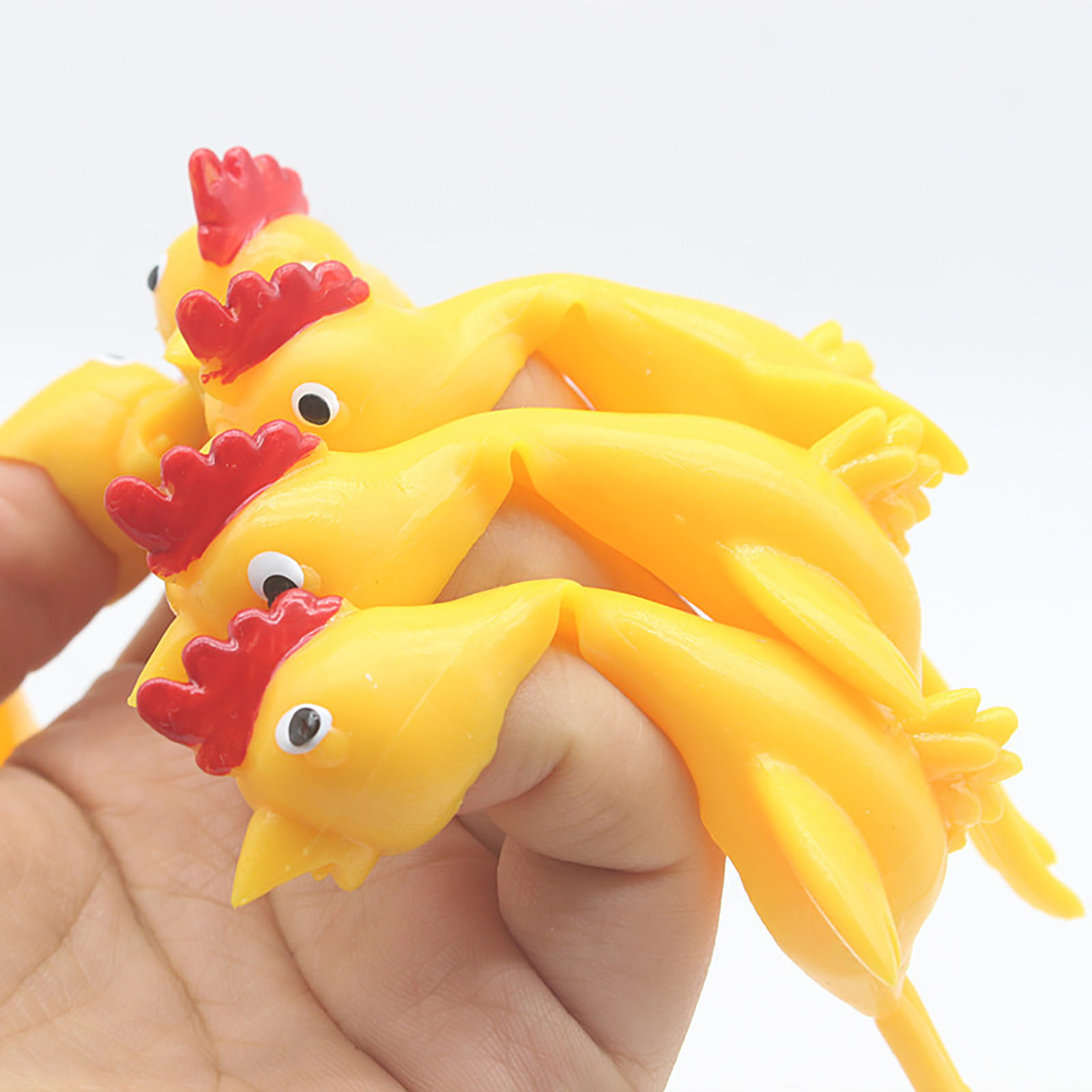 2-10 PCS Creative Ejection Chicken Toy Light Rubber Finger Prank Flying Toy 