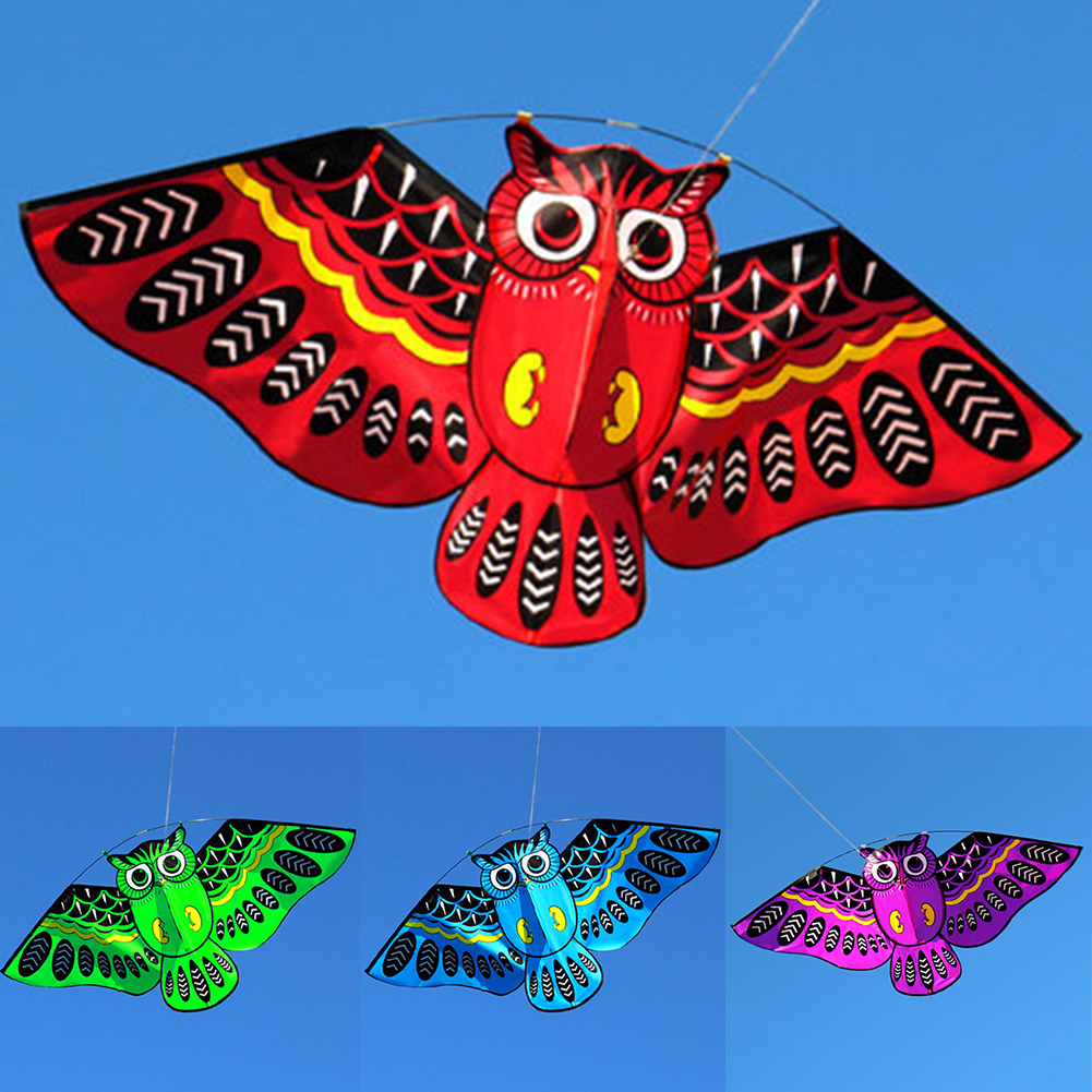 Blau Bunte Cartoon Eule fliegenden Drachen mit Drachen Linie Easy Fly Kite mit 50 mt Linie Spielzeug f/ür Kinder Kinder Geschenk Outdoor-Tool