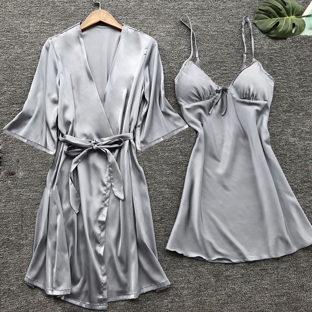 silk nightdress and robe