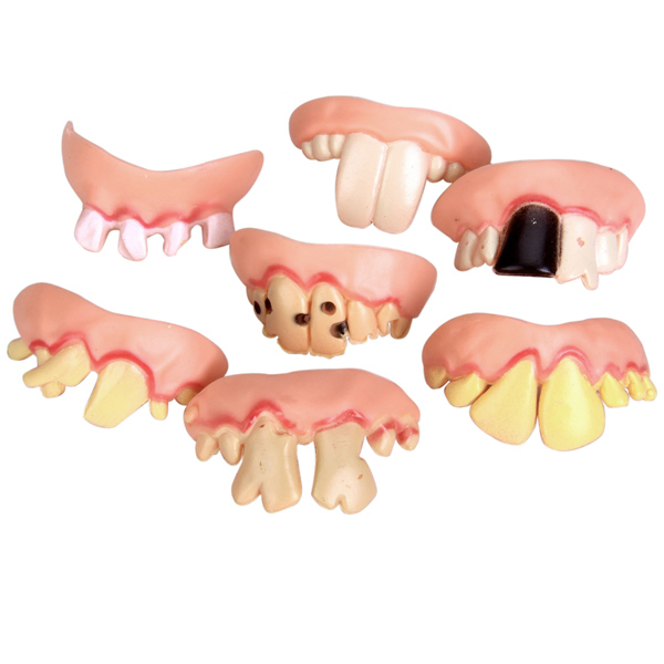 5Pack Joke Ugly Rotten Stained Gag False Teeth Dentures Party Trick Dress Up Toy 