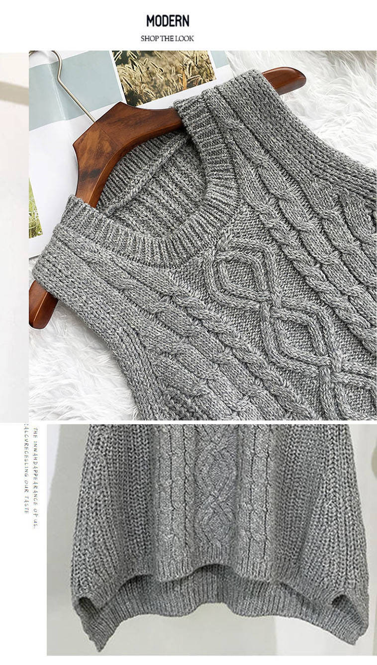 Description Picture 4 of itemAutumn And Winter Clothing Thick Wool Vest Female Knitted Vest Loose Large Size Round Neck In The Long Section Of The Wild Vest