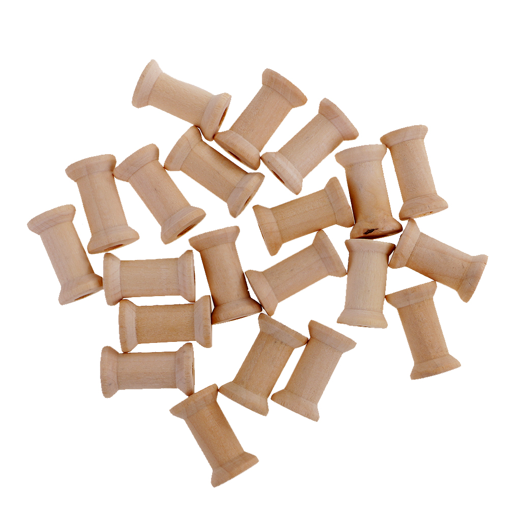 Description Picture 2 of item50pcs Empty Thread Spools Vintage Natutral Wooden Bobbins For Twine Wire Ribbons Reel Spool Sewing Accessories Tools DIY Crafts