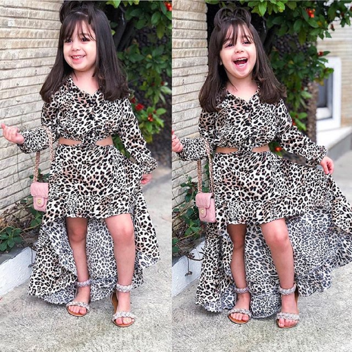 Pudcoco Toddler Baby Girls 3//4 Flare Sleeve Floral Irregular Hi-Low Swing Pleated Dress