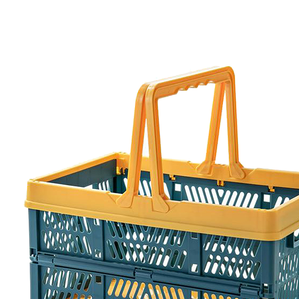 FOLDING PLASTIC STORAGE SHOPPING BASKET CRATE with HANDLES caravan camping pegs 
