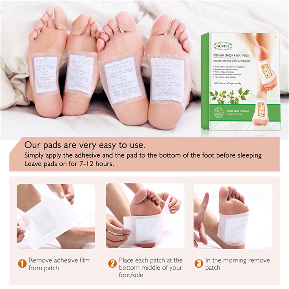 10 Pcs Cleansing Detox Foot Pads Patches Pain Relief Pads Natural