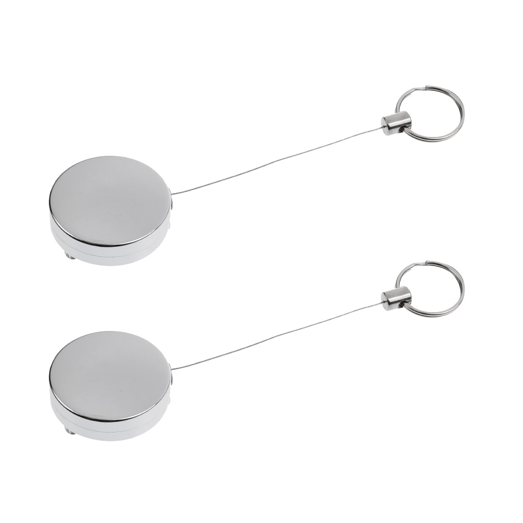 Retractable Badge Reel ID Holder Card Clip Fishing Lanyard Tackle Silver