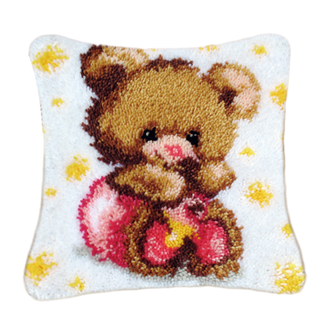 Description Picture 4 of itemDIY Crochet Yarn Kits, Needlework Latch Hook Kit Unfinished Crocheting Rug Yarn Cushion Embroidery Carpet Set